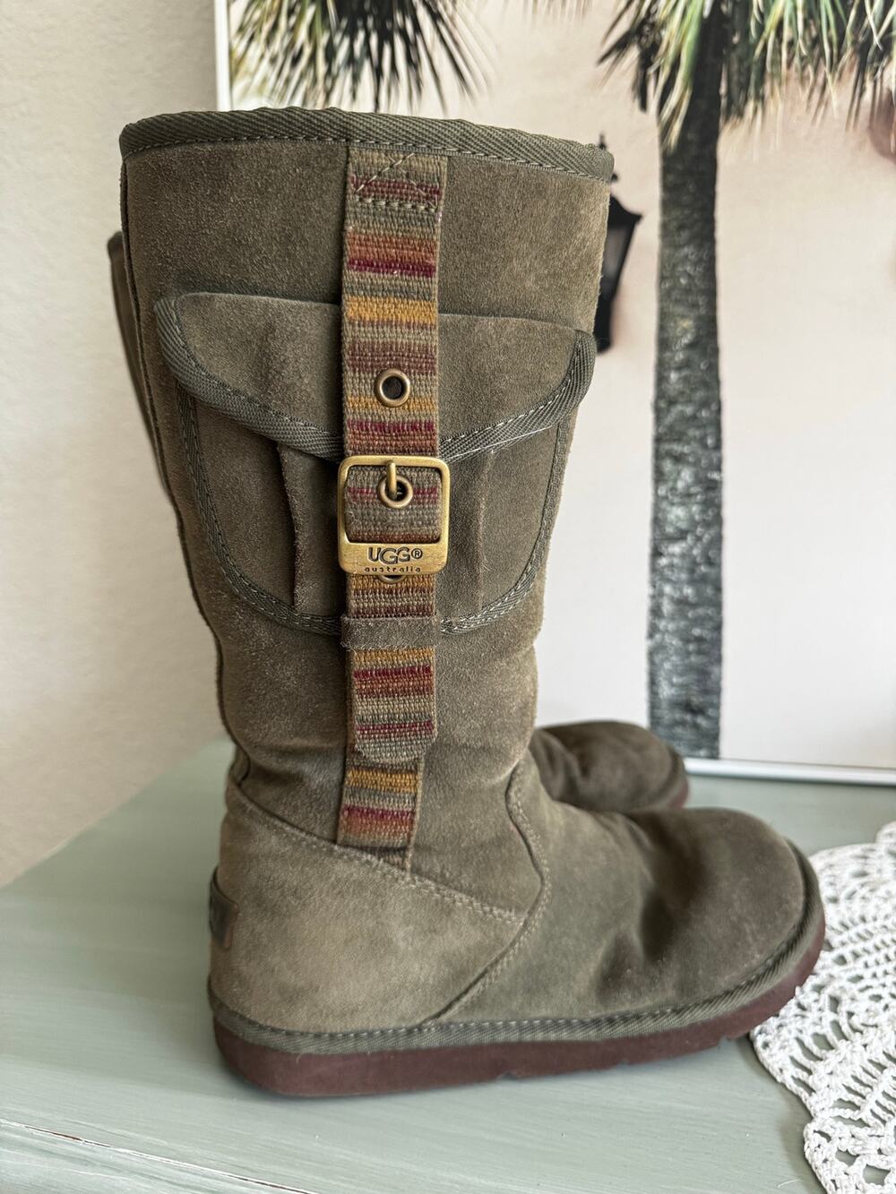 Ugg Military cargo boots burnt olive green size 7 Y2K